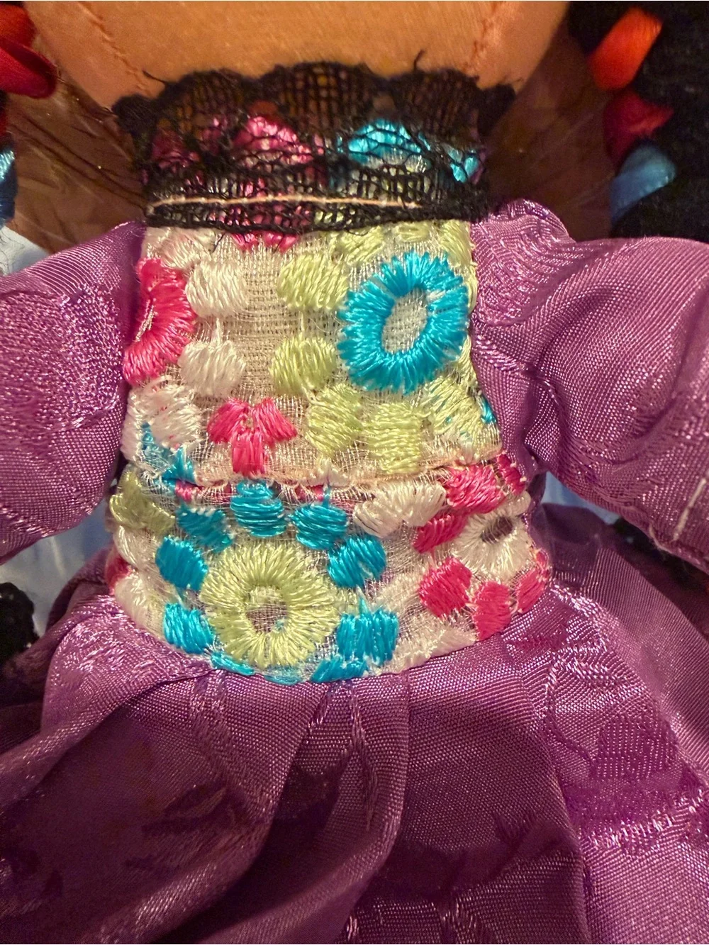 Handmade Purple Mexican Doll Plush Toy